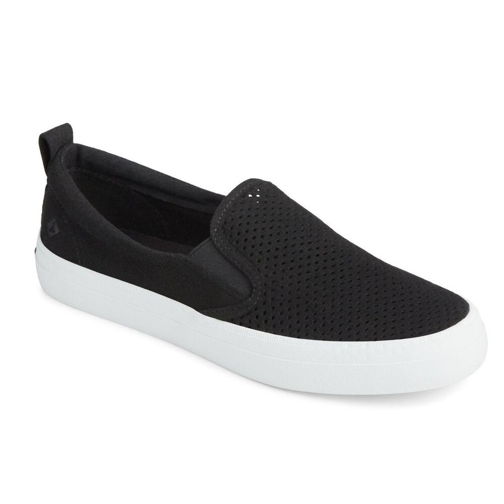 Sperry Crest Twin Gore Perforated Navy Platform Slip On Sneakers Size 6.5M